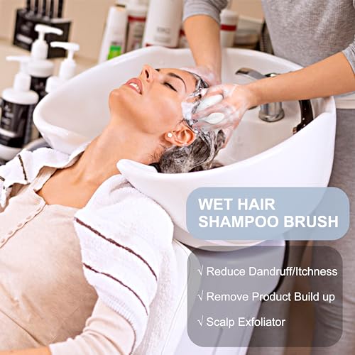 AIMIKE Scalp Massager Shampoo Brush, Scalp Scrubber w/Soft Silicone Bristles, Scalp Brush/Exfoliator for Washing Hair, Dandruff Removal & Hair Growth Stimulator, Hair Scrubber on Wet Dry Hair - Blue - Image 6