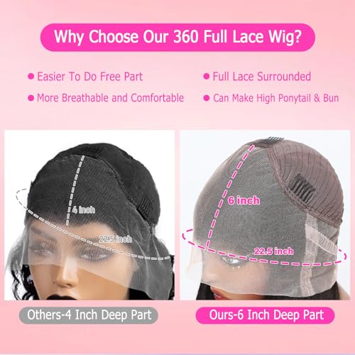 250% Density 360 Full Lace Front Wigs Human Hair Pre Plucked Straight 30 Inch Lace Front Wigs Human Hair HD Transparent Grade 15A Real 360 Lace Frontal Human Hair Wigs for Women Natural Black - Image 4