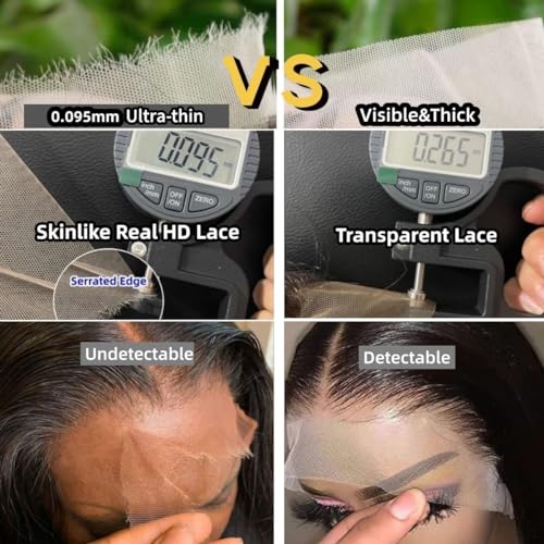 250 Density 28 Inch SKINLIKE Real HD Lace Front Wigs Human Hair Pre Plucked 13x4 Wear and Go Glueless Body Wave Wigs Human Hair For Black Women 0.095mm Ultra-thin Invisible Full Lace Wigs - Image 4