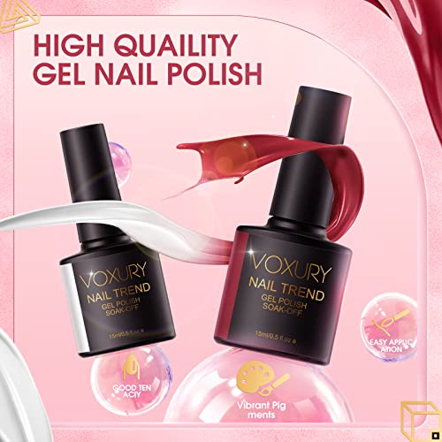 VOXURY 2-Piece Long-Lasting Gel Nail Polish Set, White and Red Colors, Home Use - Image 5