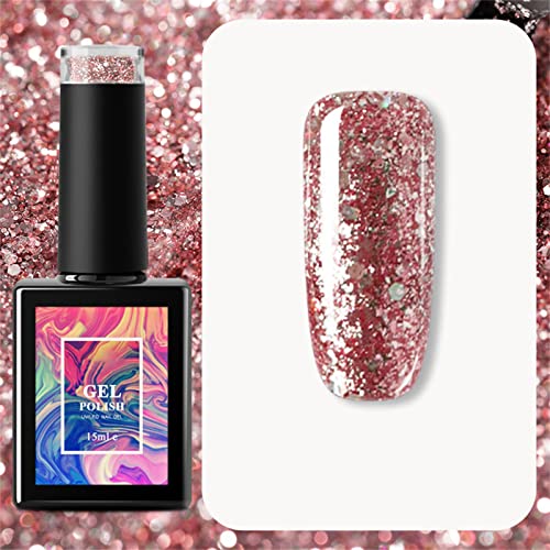 Gel Nail Polish Manicure Gifts Neutral Nude Glitter Finger Nail Polish Long-lasting Chip-Resistant Quick Dry Colorful Jelly Gel Polish Nail Art Manicure Spring Birthday Gift Sales Clearance - Image 2