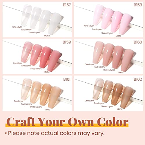 Beetles Gel Nail Polish Kit with U V LED Light 48W,6 Colors Jelly Milky White Sheer Pink Nude Gel Polish Starter Kit Manicure,Soak Off U V Gel Nail Polish Set Salon DIY Women‘s Day Gifts for Mom - Image 4