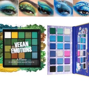 Green Eyeshadow Palette 25 Colors and 18 Color Blue Eyeshadow Palette Highly Pigmented Pro Matte Shimmer Blue Green Gold Multichrome Eye Shadow Palette for Christmas St. Patrick's Day Theme Stage