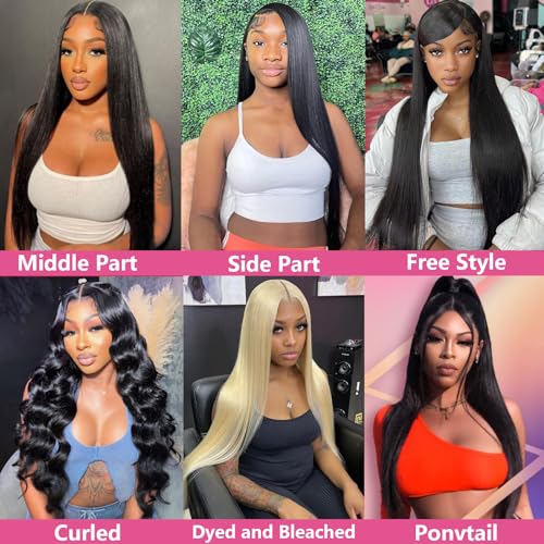 Straight Lace Front Wigs Human Hair Pre Plucked 13x6 Transparent HD Lace Front Wigs Human Hair 180 Density Brazilian Virgin Frontal Wigs Human Hair with Baby Hair Natural Color 30Inch - Image 6