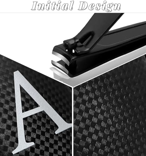 Manicure Set Nail Clipper Kit 7Pcs with 1 Initial Letter Case Travel Accessories for Men Women Grooming Kit Personalized Pedicure Toenail Fingernail Care Tools Gift for Father Husband Black A - Image 3