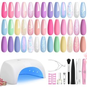 Beetles 26 Color Pastel & Nude Gel Nail Polish Kit with LED Lamp