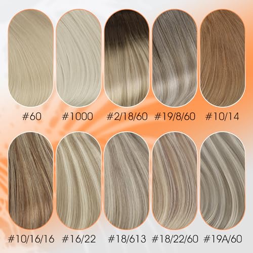 Full Shine Blonde Human Hair Clip in Extensions Invisible Hair Extensions Clip in Human Hair Platinum Blonde Hair Extensions Clip ins Straight Remy Hair 22 Inch 150g - Image 6