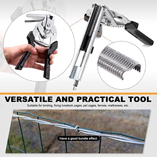601Pcs Type M Hog Nail Ring Pliers Kit, including Hog Ring Pliers Hand Tools Clamp Upholstery Installation Repair Hand Tools with 600Pcs M Clips Galvanized Steel Nails for Fence Fastening - Image 3