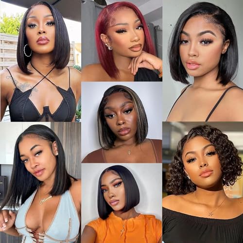 Bob Wig Human Hair, 13x4 HD Lace Front Wigs Human Hair, 10 Inch Glueless Transparent Lace Frontal Bob Wigs 180% Density 12A Brazilian Short Bob Wig for Women Pre Plucked with Baby Hair - Image 6