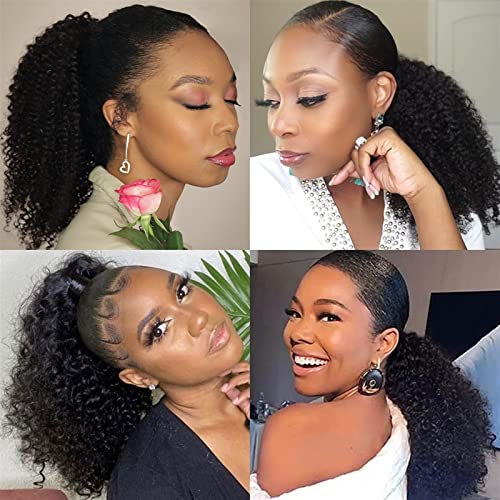 Ponytail Extension Kinky Curly Drawstring Ponytail Remy Human Hair 12-26 Inch Long Brazilian Cury Ponytail Clip In Extensions 100g/150g For Women Fake Hair (Color : Kinky Curly, Size : 20Inch 100g) - Image 5