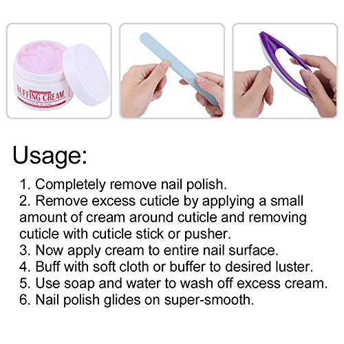 Manicure Polishing Kit,3Pcs Set Nail Art Buffing Cream Nail Brush Buffer Varnish Polish + Polishing Strip Nail Art S - Image 9