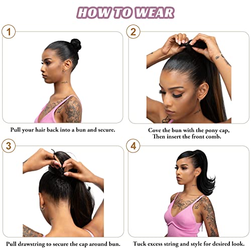 14 Inch Short Curly Black Synthetic Drawstring Ponytail Extension for Women and Girls - Image 7