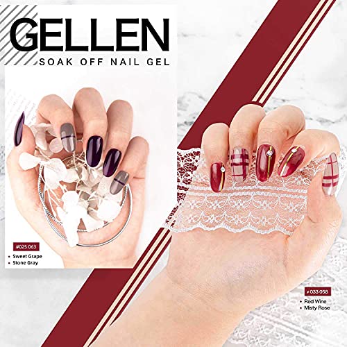 Gellen Gel Nail Polish Kit 16 Colors - With Top Coat Base Coat, Grays and Wine Popular Fall Winter Dark Colors, Solid Black White Shimmers Glitters Nail Art Colors Home Gel Manicure Set - Image 5