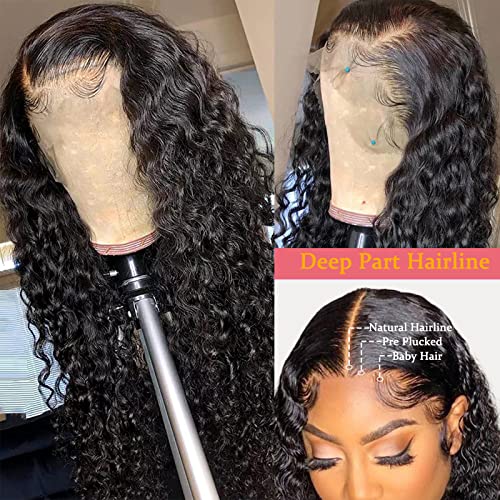 SuCoo 20 Inch Deep Wave Lace Front Wigs Human Hair Pre Plucked with Baby Hair Brazilian Curly Virgin Human Hair Glueless 13x4 HD Transparent Lace Frontal Wigs for Women 150 Density - Image 2