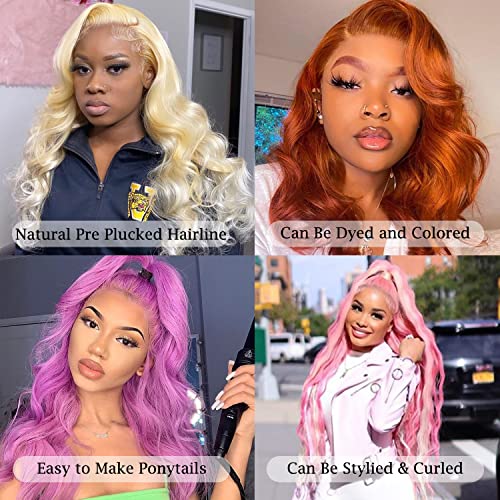 Blonde 30 Inch 13x6 Lace Front Wig 200% Density Body Wave Human Hair - Image 4