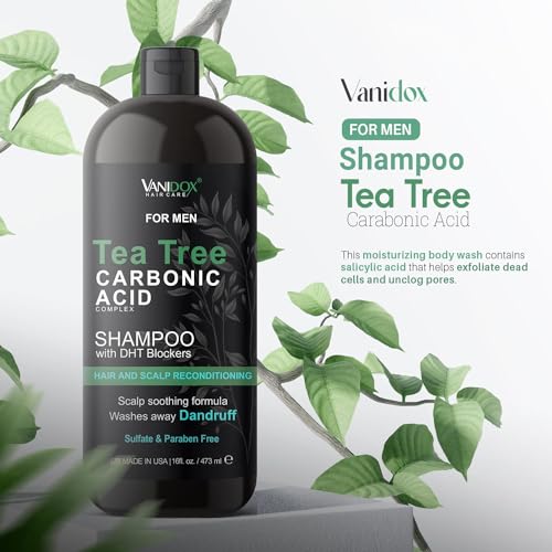 Tea Tree Shampoo For Men with Organic Tea Tree Oil and Carbonic Acid - Mens Tea Tree Shampoo For Itchy and Dry Scalp, Fights Hair Loss and Stimulates Hair Growth - With DHT Blockers (16 FL Oz) - Image 2