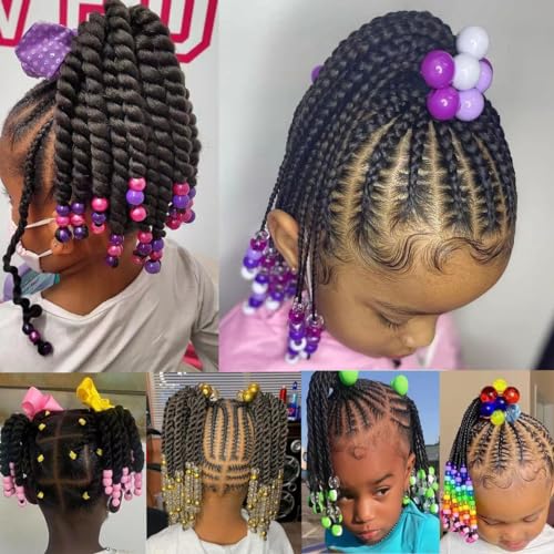Kids Ponytail Hair Extension Braid Girls Braided Ponytail Hair Extension Clip On Go For Girls Beads,Black Hair Band & Bow Included,Detachable and Reusable (white) - Image 5