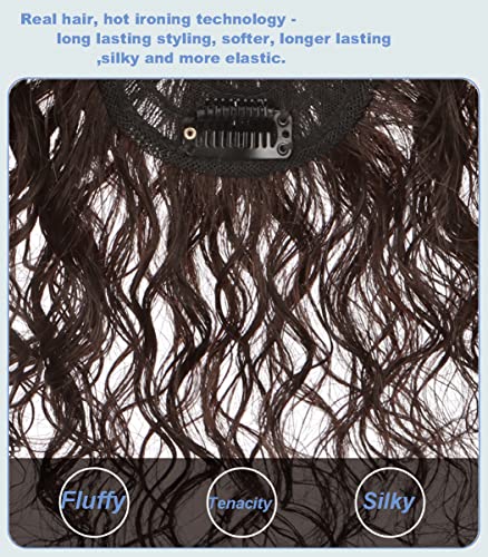 Dark Brown Curly Human Hair Topper for Women, 12" Length, 3.5"x5.5" Swiss Net Base, Clip-In Hairpiece - Image 5