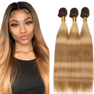 Ombre Honey Blonde Straight Human Hair Bundles 12-16 Inch, Natural Look and Style