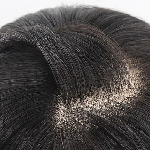 Bangs Hair Toppers For Women With Thinning Hair 100% Real Human Hair Pieces Silk Base Clip In Hair Toupee 22cm Black Hair Extensions Top Wig For Daily Use - Image 4