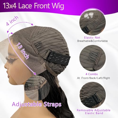 Body Wave Lace Front Wigs Human Hair 13X4 HD Lace Front Wigs Human Hair Pre Plucked 26 Inch Glueless Wigs for Black Women Human Hair 180 Density Frontal Wigs Human Hair with Baby Hair - Image 4
