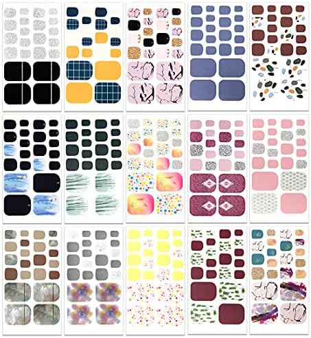 30 Sheets Gradient Color Toe Nail Polish Strips Stickers Adhesive Full Nail Wraps Nails Art Decal Stickers Manicure with Nail File for Women Girls - Image 3