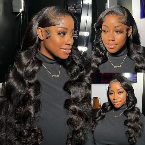 34 Inch 180 Density 13x6 Body Wave Pre Plucked Human Hair Lace Front Wig - Image 3
