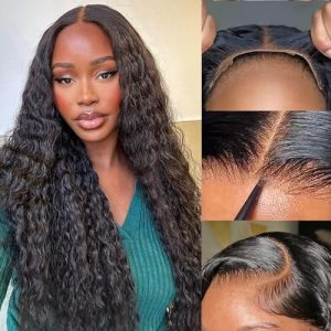 Lemoda Deep Wave Glueless Wigs Human Hair Pre Cut Pre Plucked Bleached Knots Wear And Go Glueless Wig 5x5 HD Lace Closure Wigs Human Hair 180% Density 12A Deep Wave Closure Wig Human Hair 28 Inch