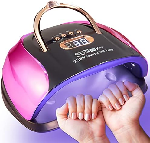 UV LED Nail Lamp, 256W UV LED Nail Dryer Light for Gel Nails Polish Manicure Professional Salon Curing Lamp with 4 Timer Setting Sensor/57pcs Dual Light Beads(Comes with 6 Free Gifts)