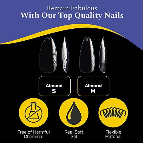 NABulous Soft Gel Almond Shaped Gel Nail Tips Medium Length - Durable Full Cover Nail Tips - Made From Real Soft Gel, 10 Sizes, 500 Pieces - Easy To Remove (Almond Medium) - Image 5