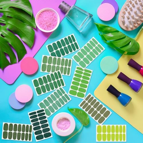 DANNEASY 16 Sheets Green Nail Wraps for Women Full Nail Polish Stickers Fresh Color Self Adhesive Nail Polish Strips Glitter Nail Strips Gel Fingernail Sticker Nails with Nail File, Cuticle Stick - Image 4