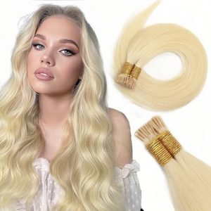 20 Inch Bleach Blonde #613 Straight I Tip Human Hair Extensions 100G Pack