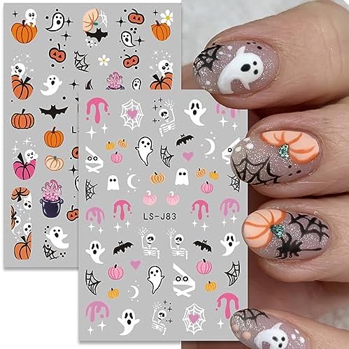 JMEOWIO 9 Sheets Halloween Nail Art Stickers Decals Self-Adhesive Pegatinas Uñas Horror Ghost Witchy Spider Web Bat Cat Pumpkin Spook Nail Supplies Nail Art Design Decoration Accessories - Image 4