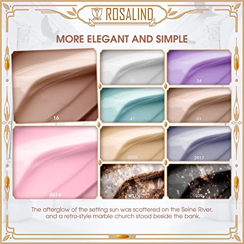 ROSALIND 10PCS White Pink Gel Nail Polish Set, Nude Brown Fall Colors Nail Gel Polish Pastel Nail Gel Light Purple Green Soak off Soft Gel Collection Manicure (Update Version) - Image 3
