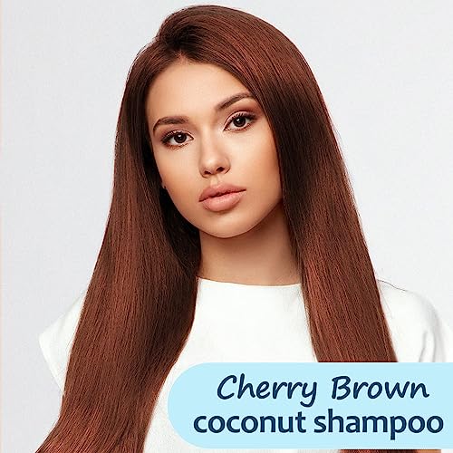 Cherry Brown Hair Dye Shampoo for Gray Hair, 16.9 Fl Oz, 3-in-1 Herbal Formula - Image 2