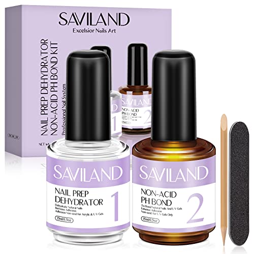 Saviland Acrylic Nail Kit & Saviland Nail Dehydrator and Non-acid PH Bond Set