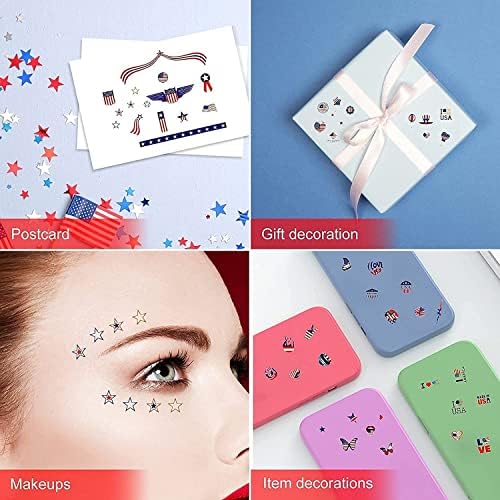 4th of July Nail Art Stickers Independence Day Patriotic Nail Decals 3D Self-Adhesive American Flag Heart Star Nail Design for Memorial Day DIY Manicure Nail Tip Decoration(8 Sheets) - Image 7