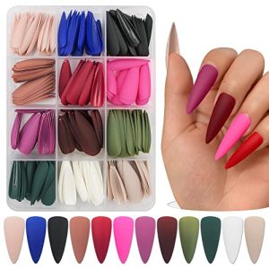 AddFavor 288pc Long Matte Stiletto Acrylic Press on Nail Tips for Women