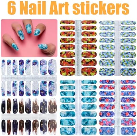 Marble Gradient Nail Polish Strips 6 Sheets for Women Full Nail Art Wraps - Image 2