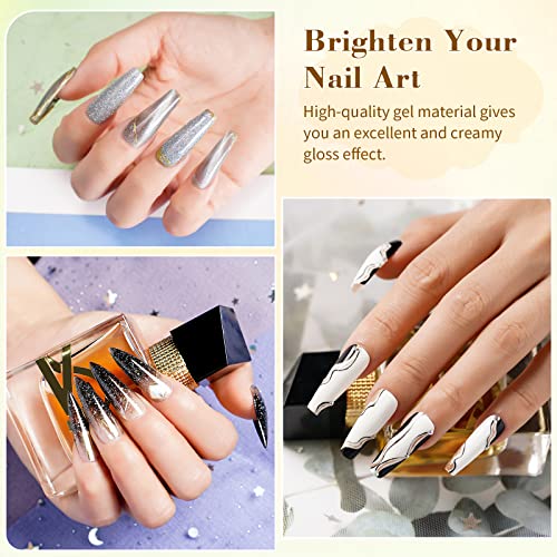 LanFo 6-Color Gel Nail Polish Kit including Black, White, and Glitter for Home Manicure - Image 5