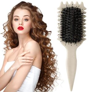 Beige Curl Enhancing Brush for All Hair Types Defining Curls and Waves