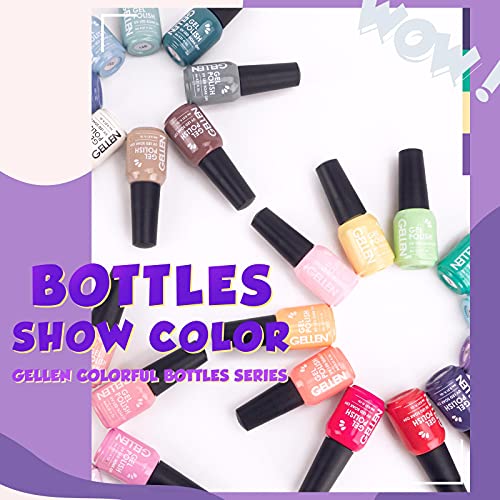 Gellen Gel Nail Polish Kit 16 Colors - With Top Coat Base Coat, Grays and Wine Popular Fall Winter Dark Colors, Solid Black White Shimmers Glitters Nail Art Colors Home Gel Manicure Set - Image 3