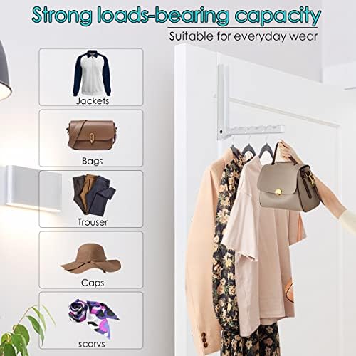 Over The Door Hooks Hanger,Foldable Over Door Drying Laundry Rack Hooks for Hanging Clothes with 6 Groves Over Door Towel Racks for Clothes,Coat, Behind Back Bathroom, Bag and Robe 2 PCS (White) - Image 4