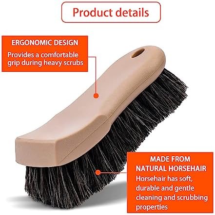 Khaki Long Bristle Horse Hair Car Interior Cleaning Brush for Automotive and Home Use - Image 2