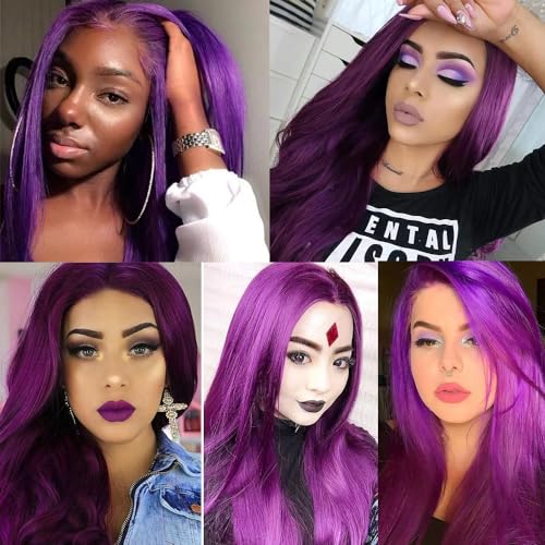 Dark Purple Lace Front Wigs Long Straight Glueless Purple Wigs for Black Women Synthetic Lace Front Wig with Natural Hairline for Cosplay… - Image 7