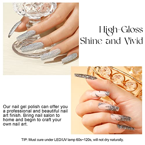 ROSALIND 6 Color Glitter Gel Nail Polish Set for Professional Home DIY Manicures - Image 5
