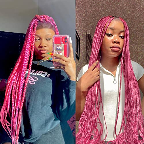 Pink Pre Stretched Braiding Hair 26 Inch 3 Packs Synthetic Crochet Braids Hair Professional Soft Yaki Texture Hot Water Setting Braiding Hair Extensions - Image 7
