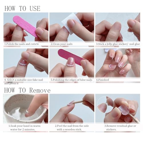 24-Piece Medium Almond Nude Pink Glossy Full Cover Press On Nails Gold Leaf Kit - Image 6