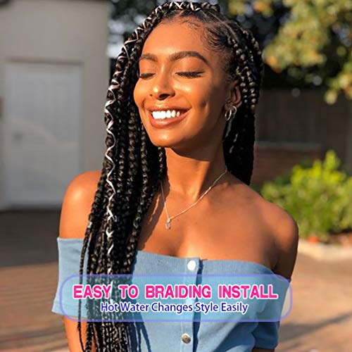 8 Pack Braiding Hair Pre Stretched - 26" 100G/Pack Premium Kanekalon Pre Stretched Braiding Hair Extensions, Professional Itch Free Hot Water Setting Perm Yaki Texture Prestretched Braiding Hair(1B) - Image 3