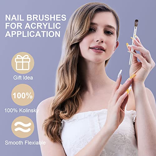 Pure Kolinsky Hair Acrylic Nail Art Brush Size 8 Oval for Flawless Application - Image 2